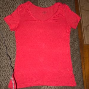 Red, v-neck short sleeved t-shirt